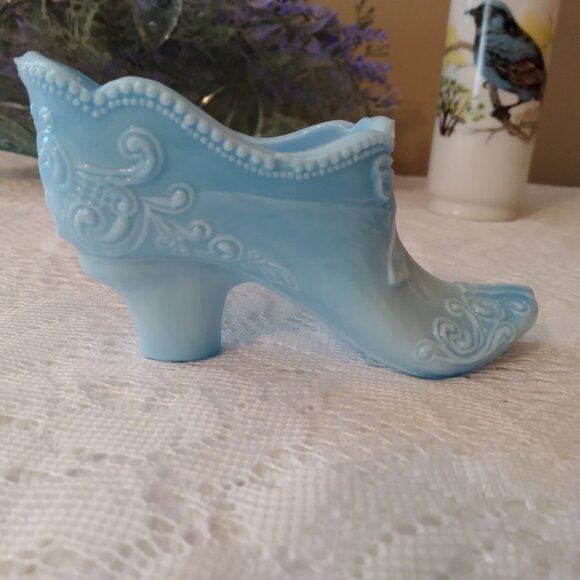 Fenton Other - Vintage Fenton blue, satin glass, shoe